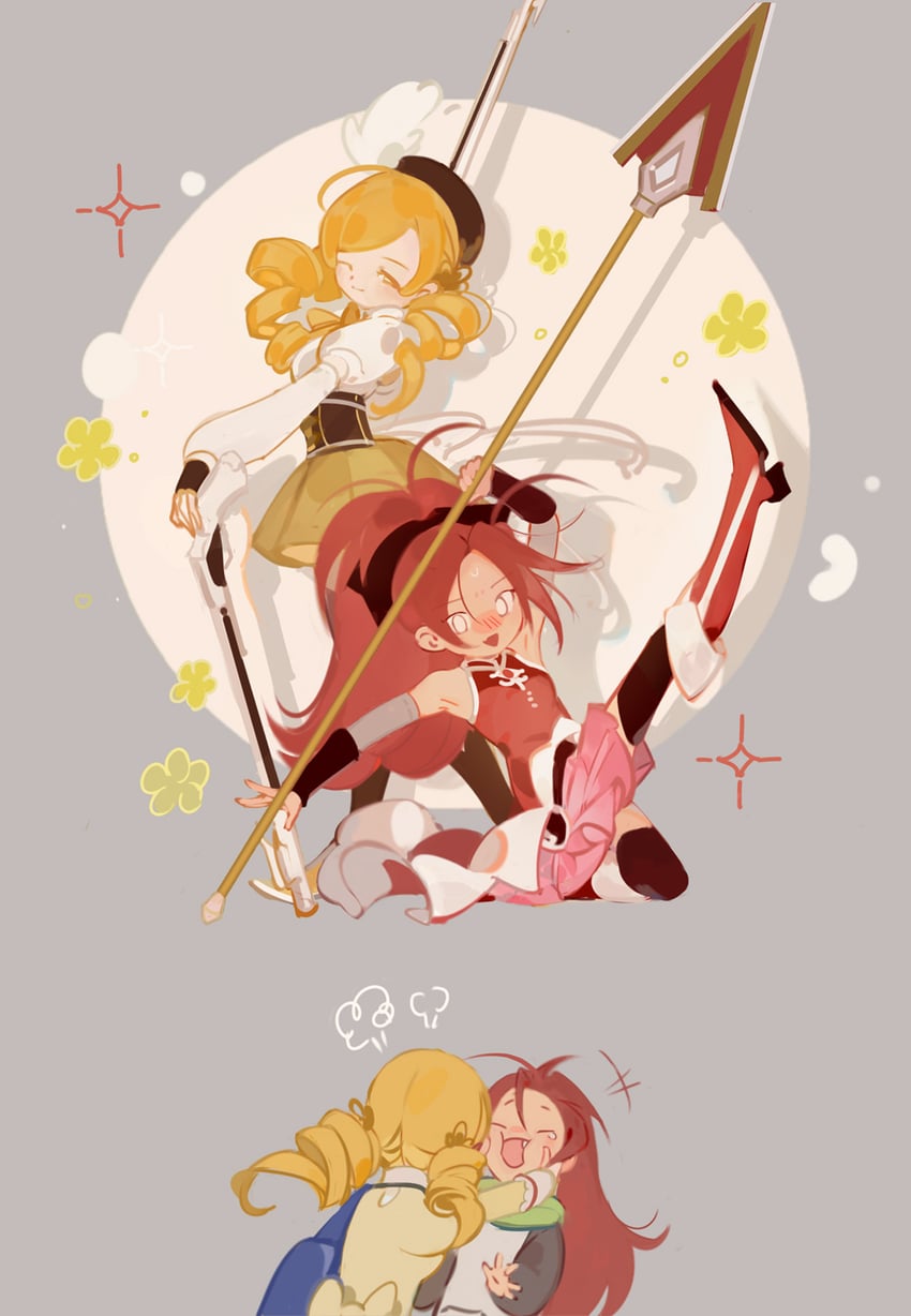 sakura kyoko and tomoe mami (mahou shoujo madoka magica) drawn by she_li_(lynxm)