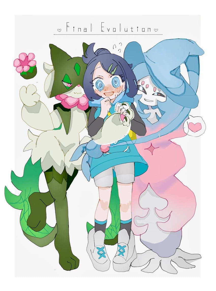 liko, meowscarada, and hatterene (pokemon and 1 more) drawn by kurukuruni00