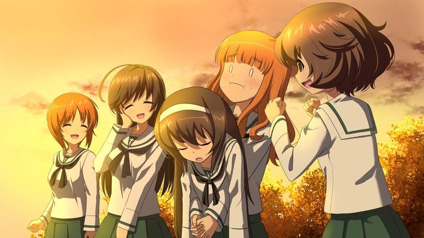 nishizumi miho, akiyama yukari, takebe saori, reizei mako, and isuzu hana (girls und panzer) drawn by shiina_excel