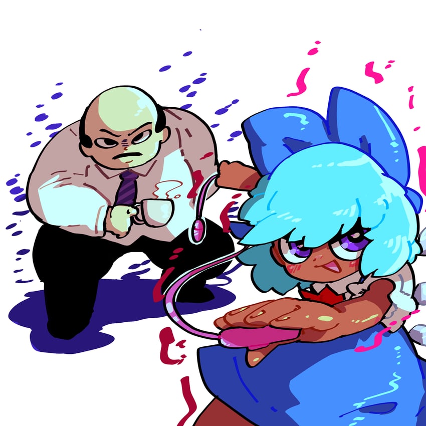 cirno, annyui, and takeda shingen (touhou and 2 more) drawn by muimui_(4242564muimui)