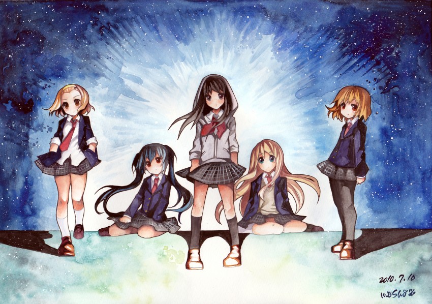 akiyama mio, nakano azusa, hirasawa yui, tainaka ritsu, and kotobuki tsumugi (k-on!) drawn by mosho