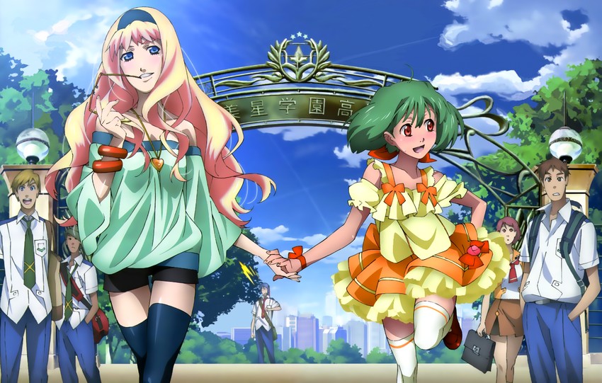 sheryl nome, ranka lee, and saotome alto (macross and 1 more) drawn by tsukahara_hajime