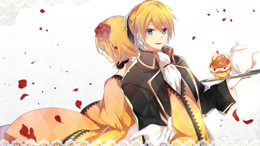 kagamine rin, kagamine len, riliane lucifen d'autriche, and allen avadonia (vocaloid and 2 more) drawn by yuken_52