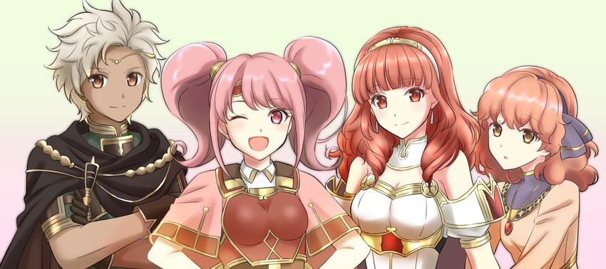 celica, mae, genny, and boey (fire emblem and 1 more) drawn by kakiko210