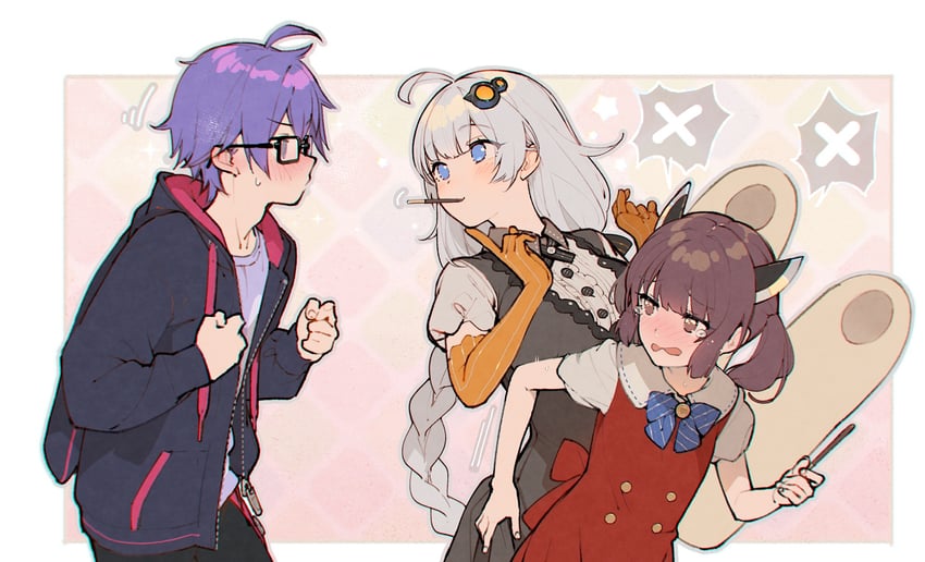 kizuna akari, touhoku kiritan, and yuzuki yukari's younger twin brother (vocaloid and 1 more) drawn by shirinda_fureiru