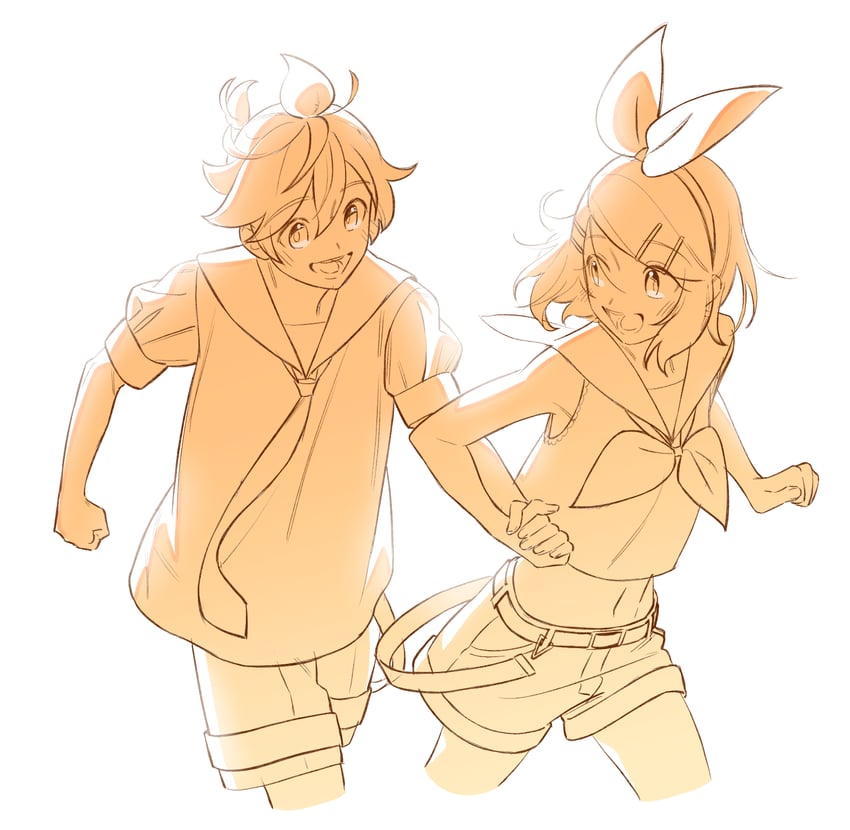 kagamine rin and kagamine len (vocaloid) drawn by bon_bon_eee