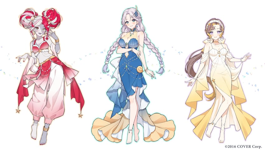kureiji ollie, pavolia reine, and anya melfissa (hololive and 1 more) drawn by puunyannyan
