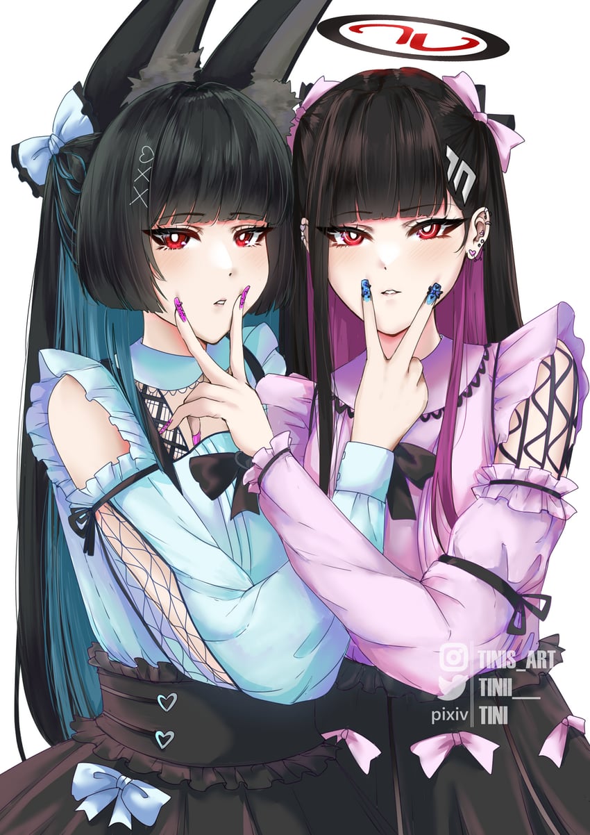 rio and hoshimi miyabi (blue archive and 1 more) drawn by tini