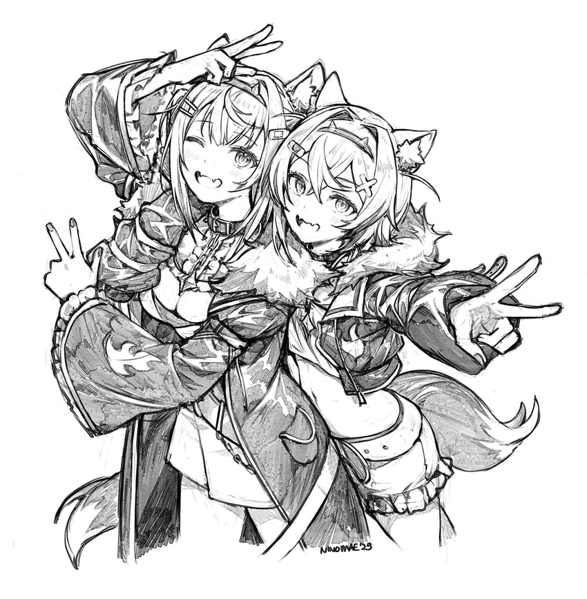 fuwawa abyssgard and mococo abyssgard (hololive and 1 more) drawn by ninomae_ina'nis_(artist)