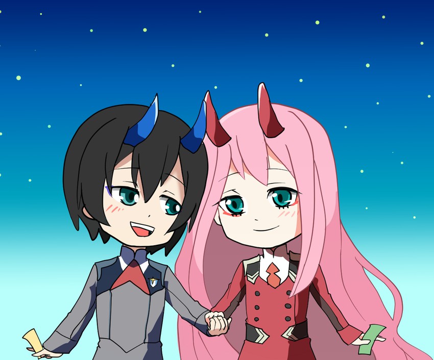 zero two and hiro (darling in the franxx) drawn by hinahina_283