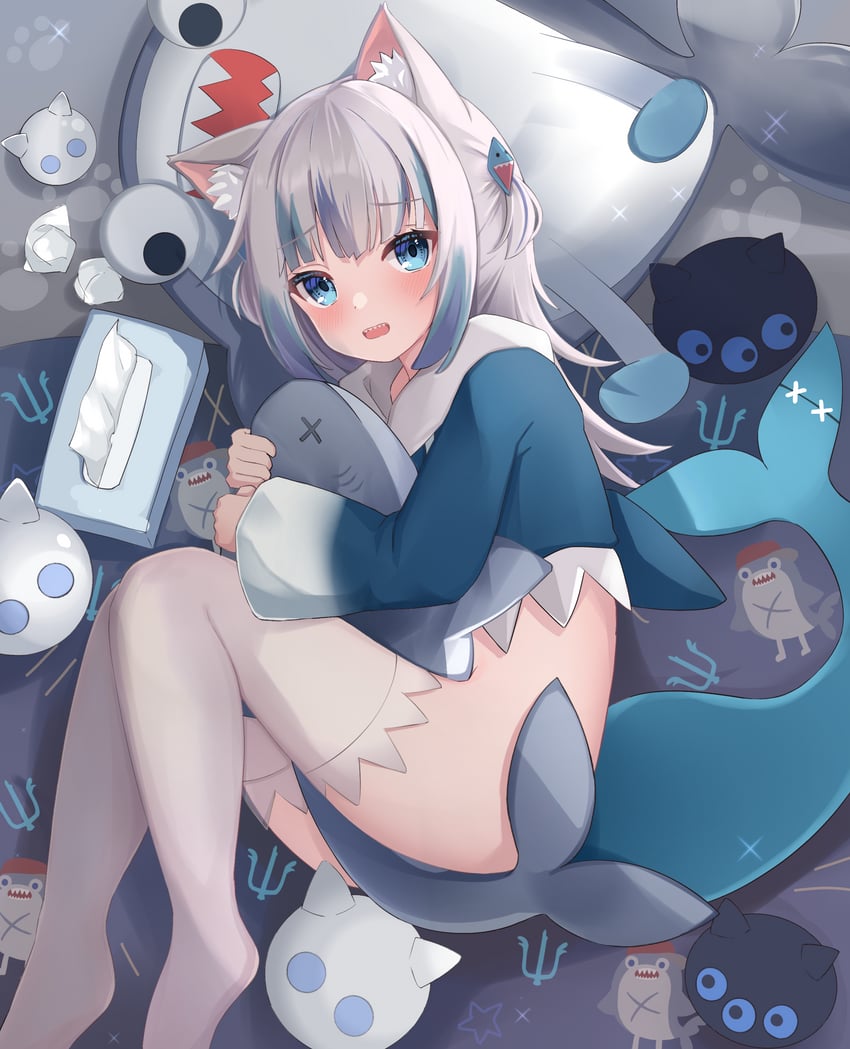 gawr gura and bloop (hololive and 1 more) drawn by nekopurin_(nyanko_prin)