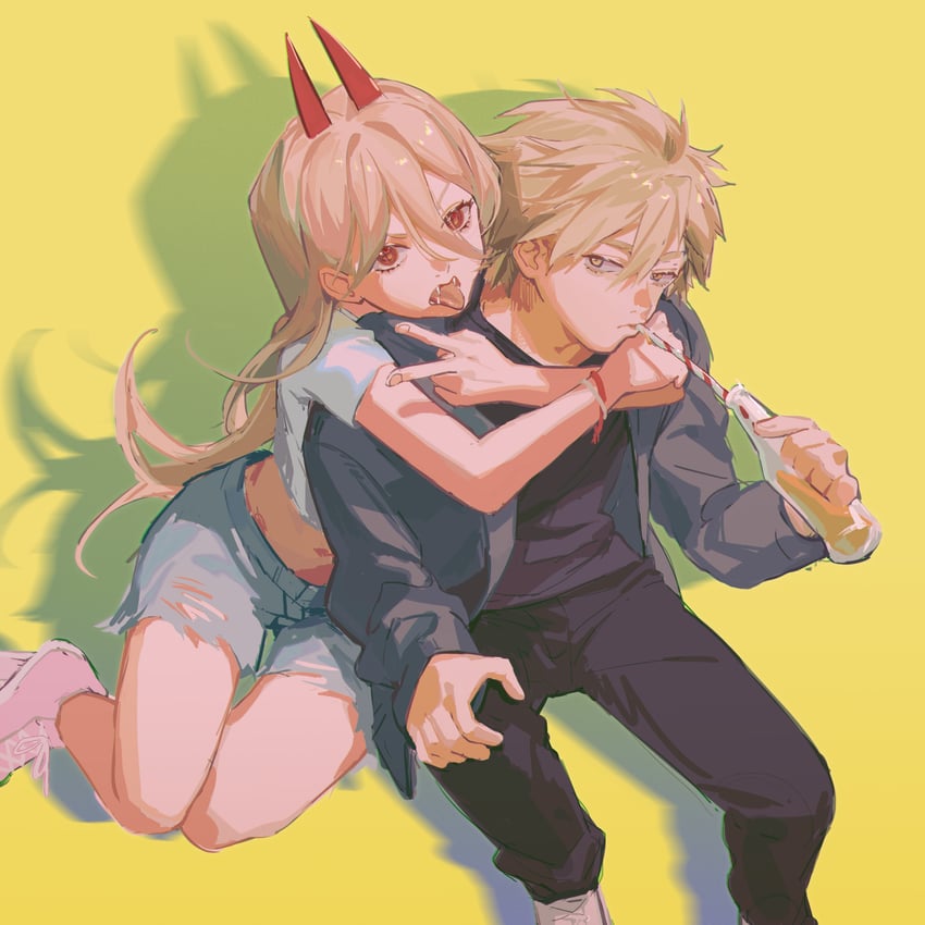 power and denji (chainsaw man) drawn by feng_qian_dangyang