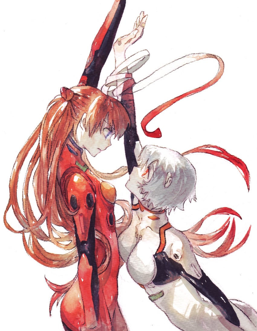 souryuu asuka langley and ayanami rei (neon genesis evangelion) drawn by neulbaram