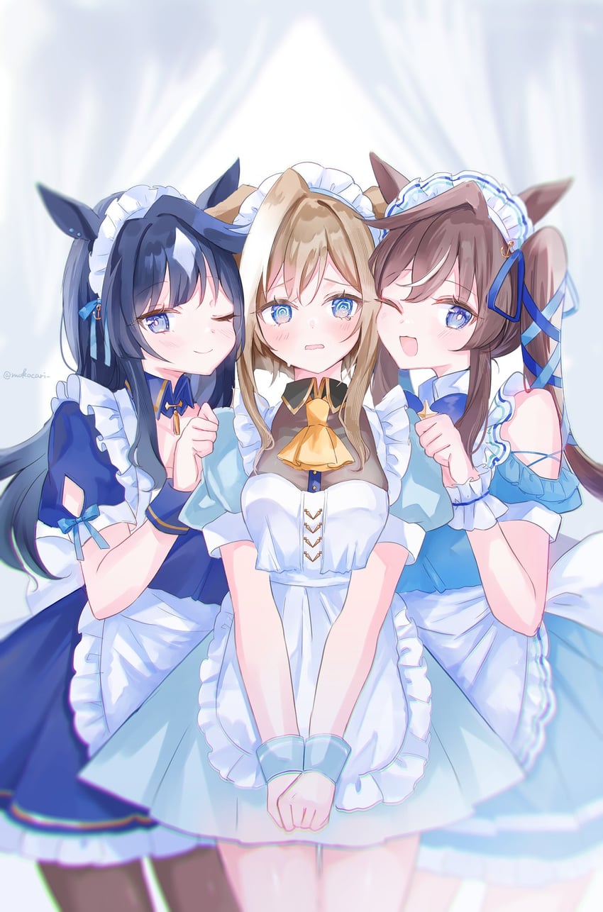cheval grand, verxina, and vivlos (umamusume) drawn by moko_(mokochisa)