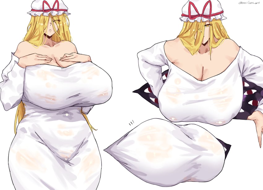 yakumo yukari and yamamura sadako (touhou and 1 more) drawn by omikami