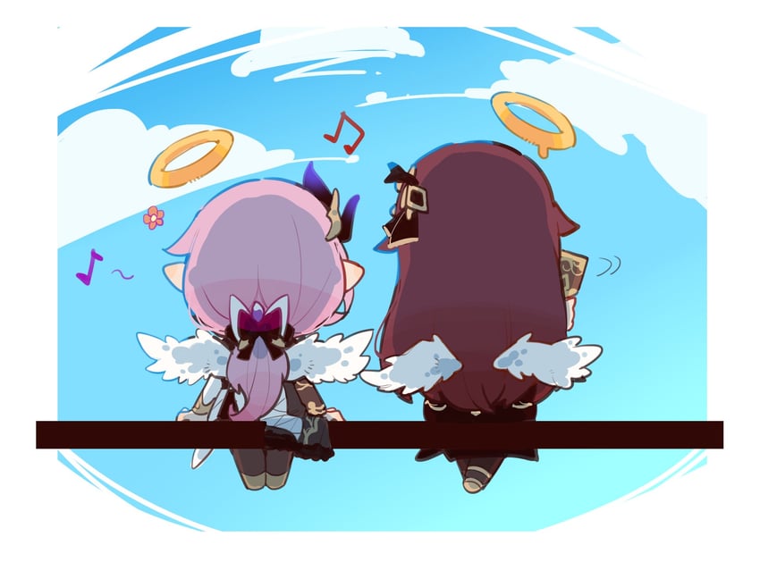 elysia and eden (honkai and 1 more) drawn by bupiyo