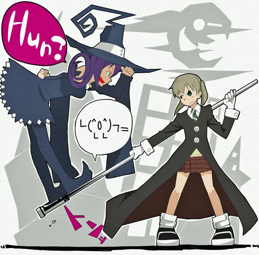 maka albarn and blair (soul eater) drawn by naosuke_(morioka_shachuu)