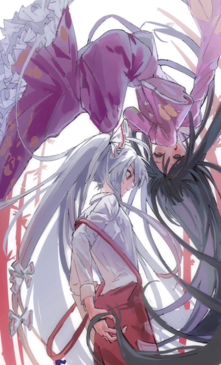 fujiwara no mokou and houraisan kaguya (touhou) drawn by sesmkun