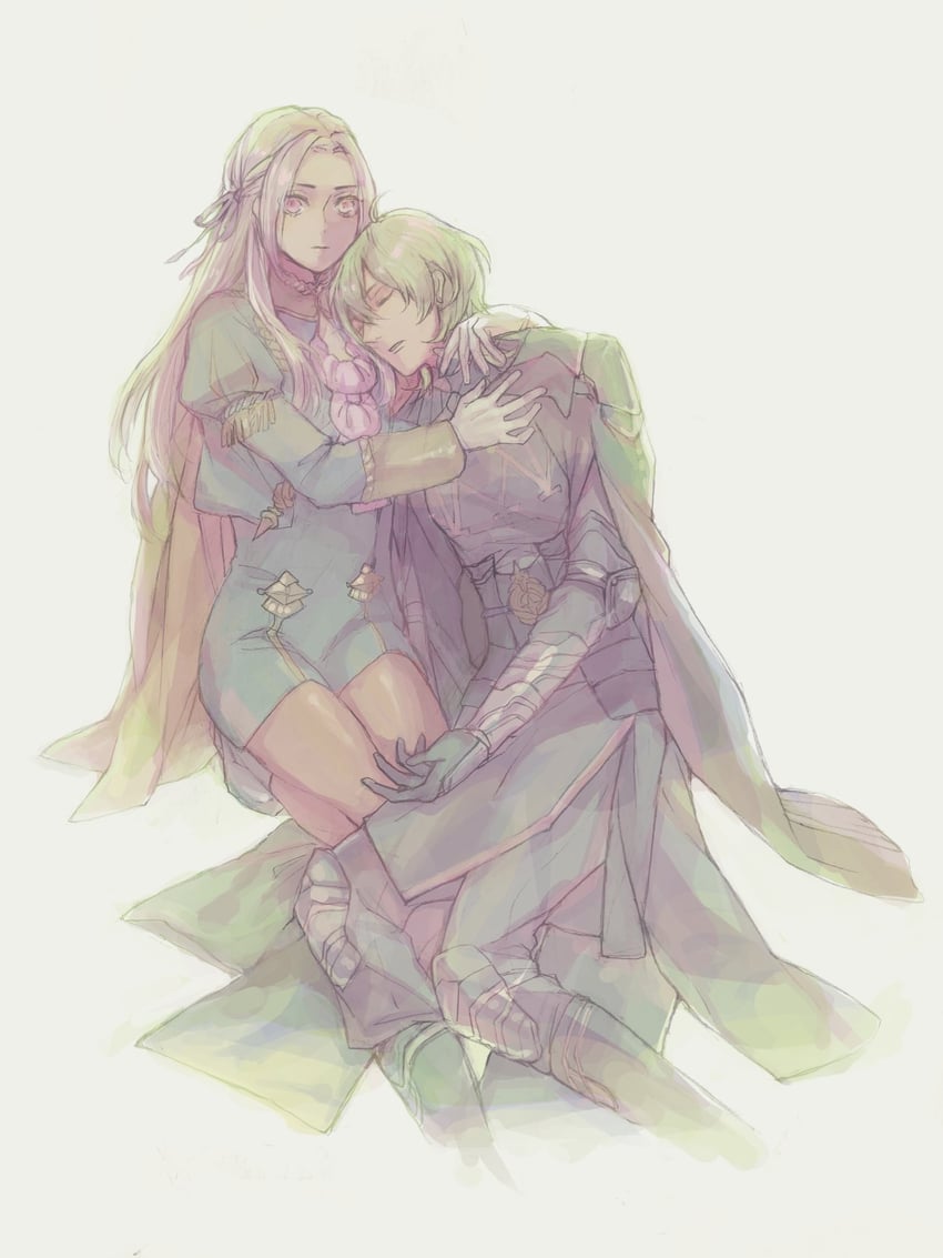 edelgard von hresvelg and male byleth (fire emblem and 1 more) drawn by suzytookaflight