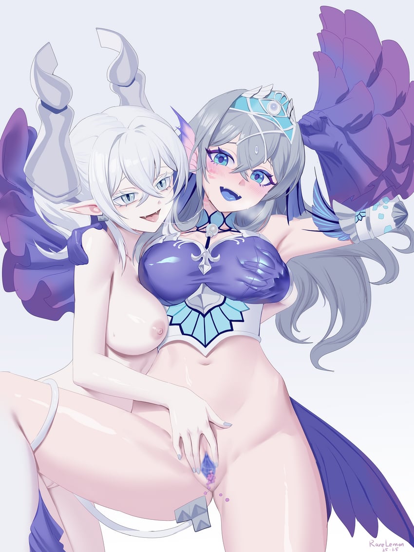 lovely labrynth of the silver castle, kitkallos, and tearlaments kitkallos (yu-gi-oh!) drawn by rare_lemon