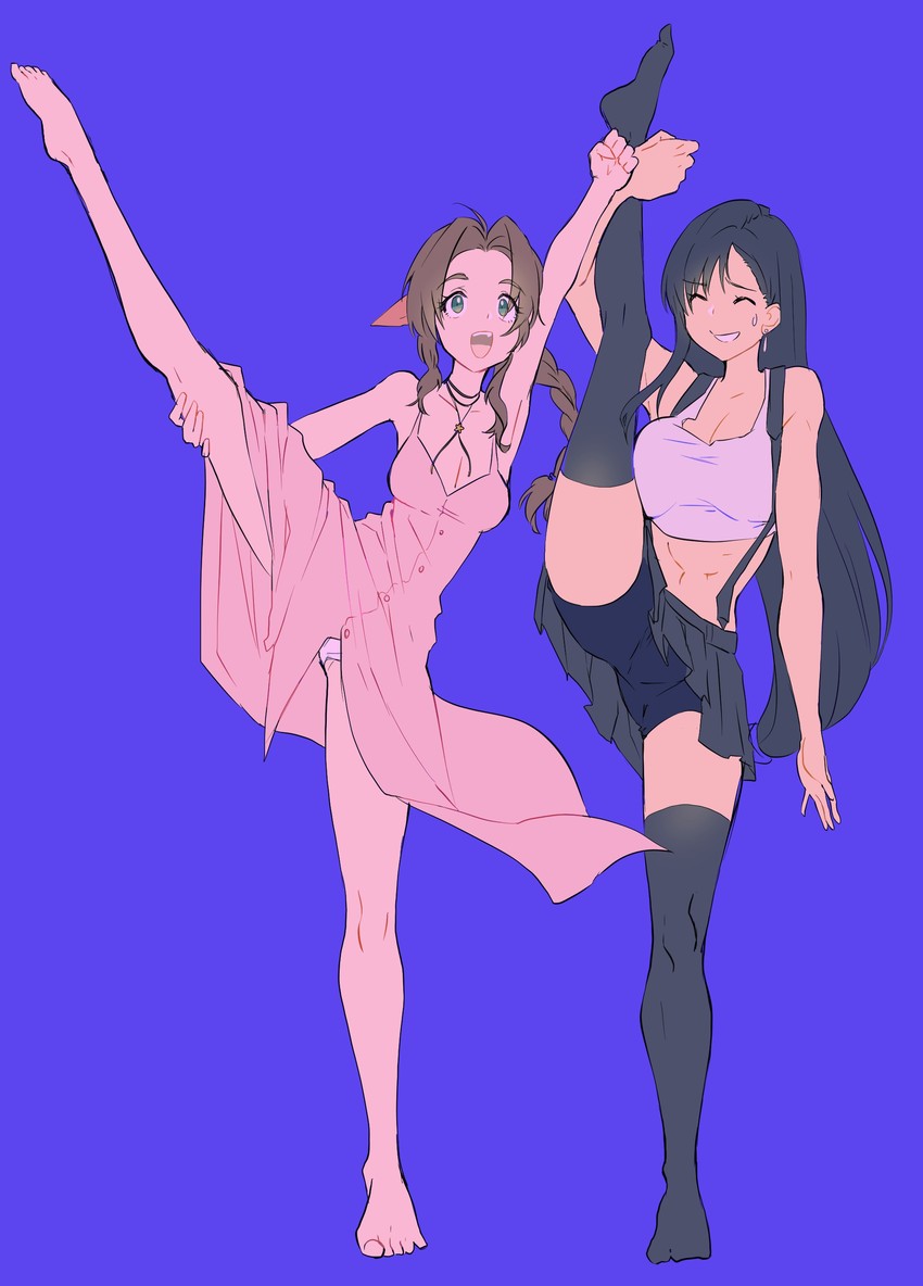 tifa lockhart and aerith gainsborough (final fantasy and 2 more) drawn by goku-chan