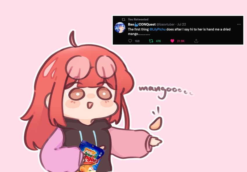 bao and lilypichu (indie virtual youtuber and 2 more) drawn by chonkyorca