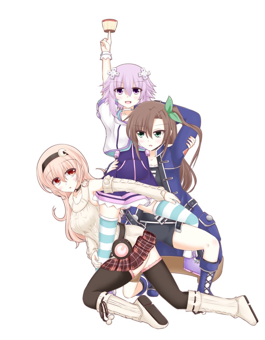 neptune, if, and compa (gundam and 2 more) drawn by amo_chenbe