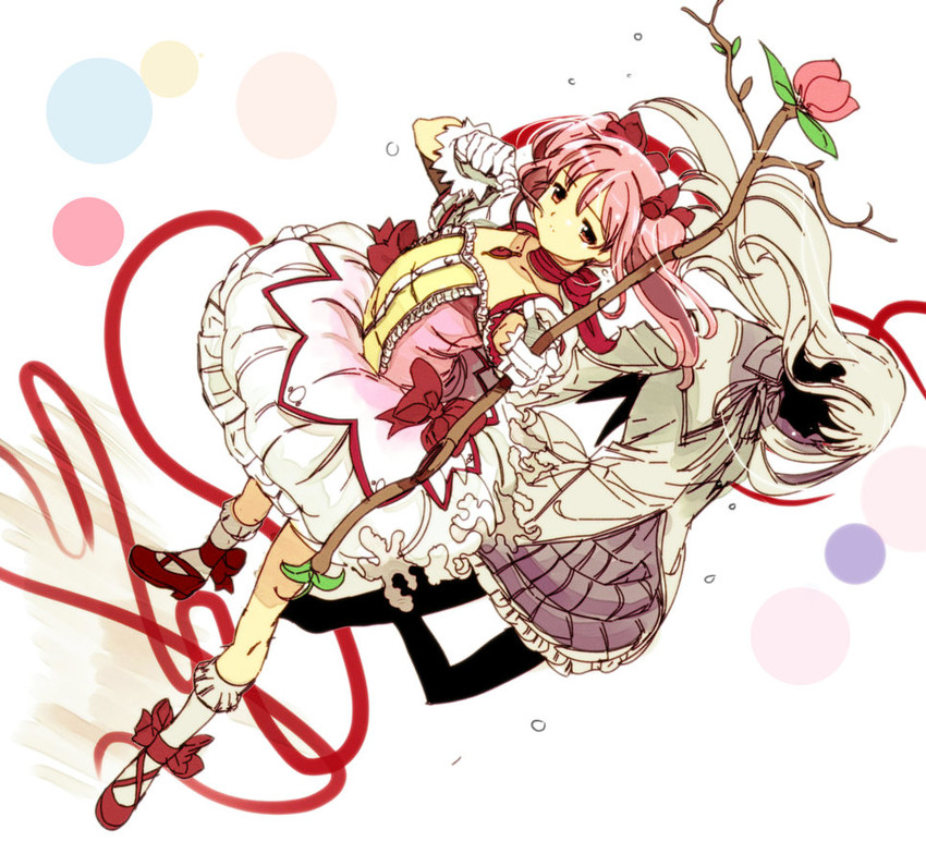 akemi homura and kaname madoka (mahou shoujo madoka magica) drawn by edoya_inuhachi