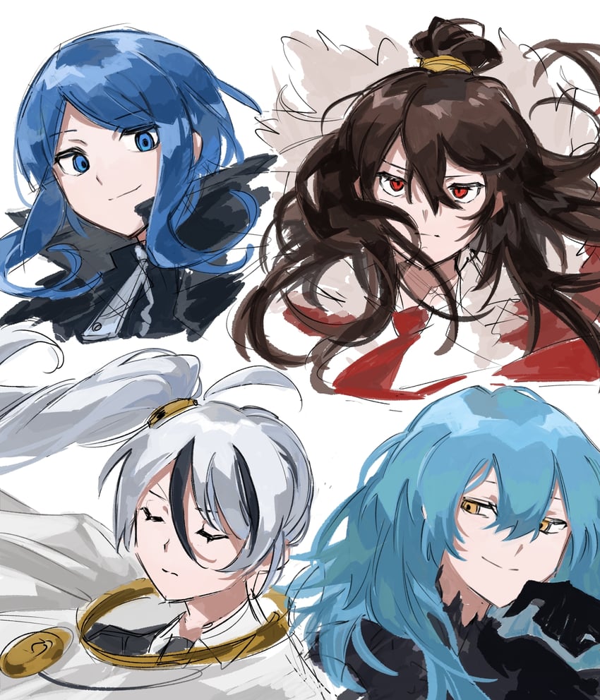 angela, yan vismok, xiao, and bari (project moon and 1 more) drawn by 115_koubunshi