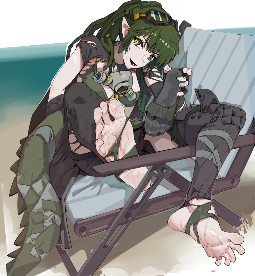 gavial and gavial the invincible (arknights) drawn by er_ling_balu