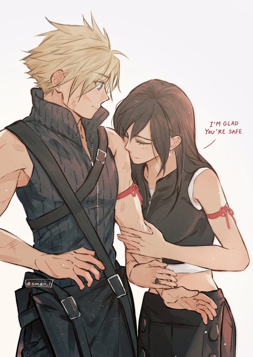 tifa lockhart and cloud strife (final fantasy and 2 more) drawn by maiii_(smaii_i)
