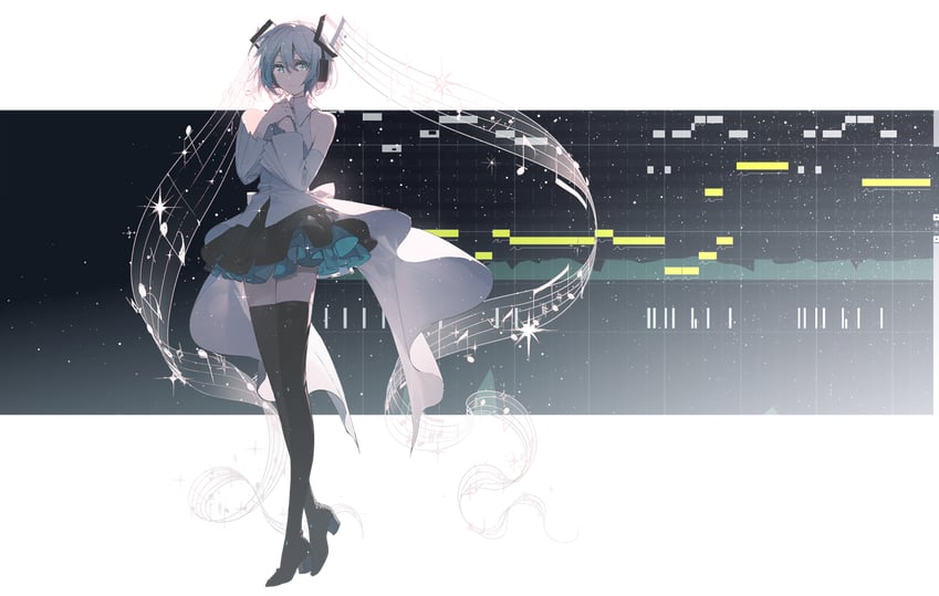 hatsune miku (vocaloid and 1 more) drawn by rella