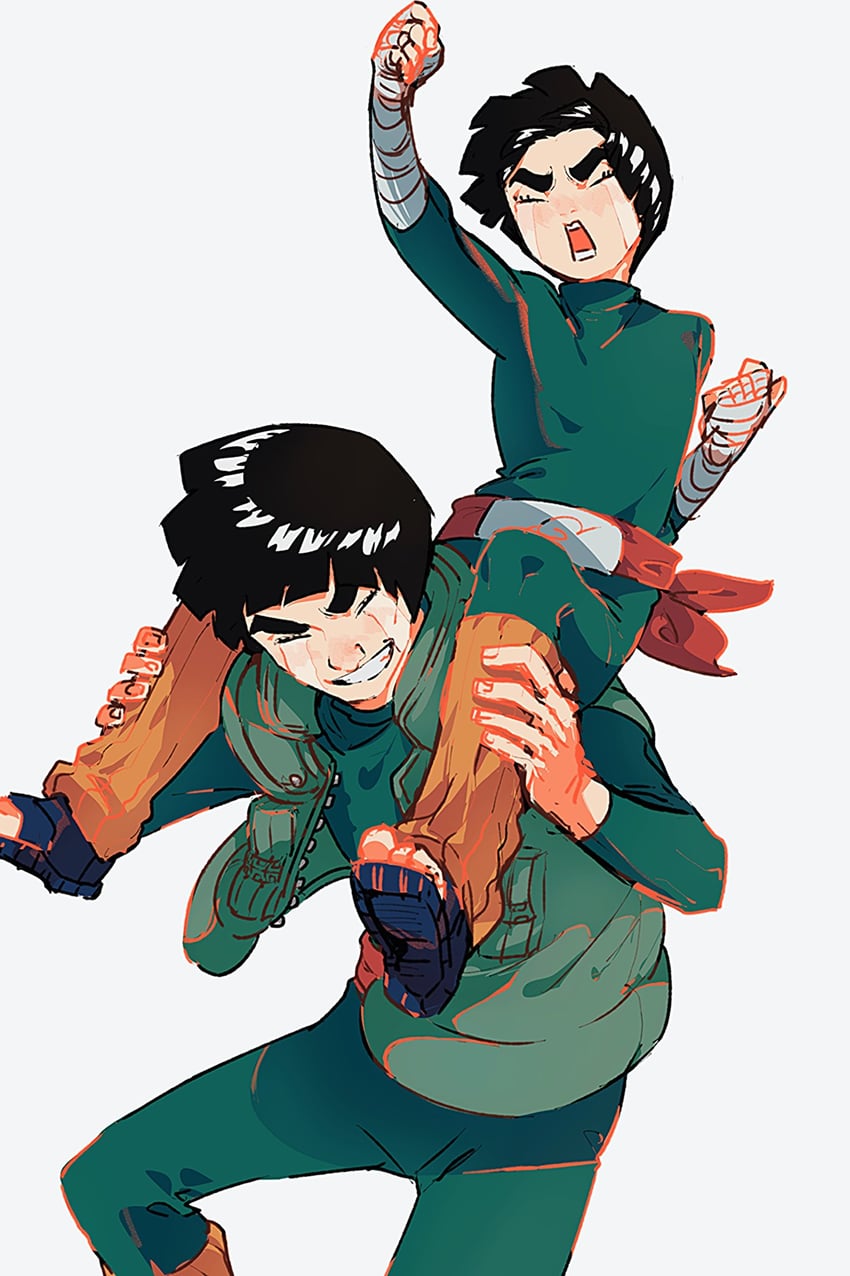 rock lee and might guy (naruto) drawn by nakawo_777
