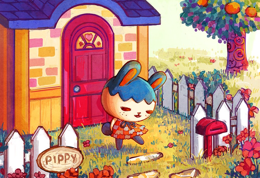 pippy (animal crossing) drawn by shwippie