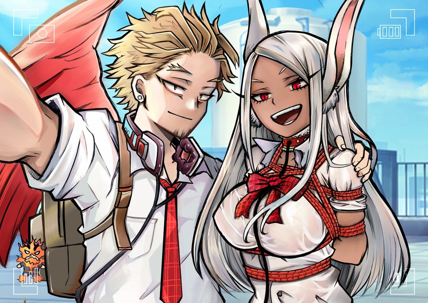 mirko, endeavor, and hawks (boku no hero academia) drawn by code:074