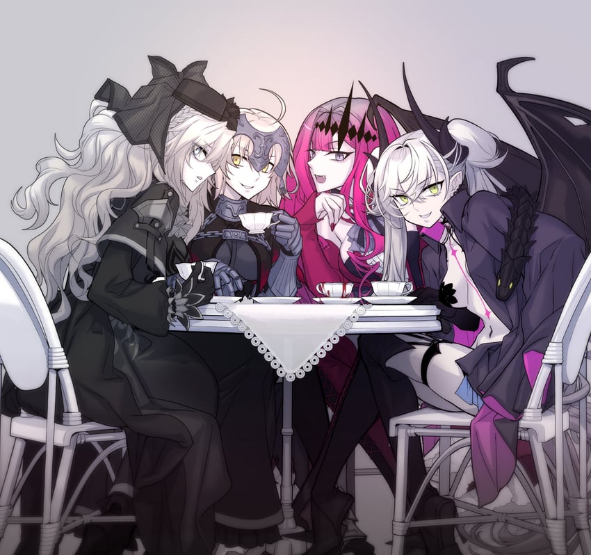 baobhan sith, jeanne d'arc alter, lilith, and kriemhild (fate and 1 more) drawn by ria_(ria89921957) and ryuuran