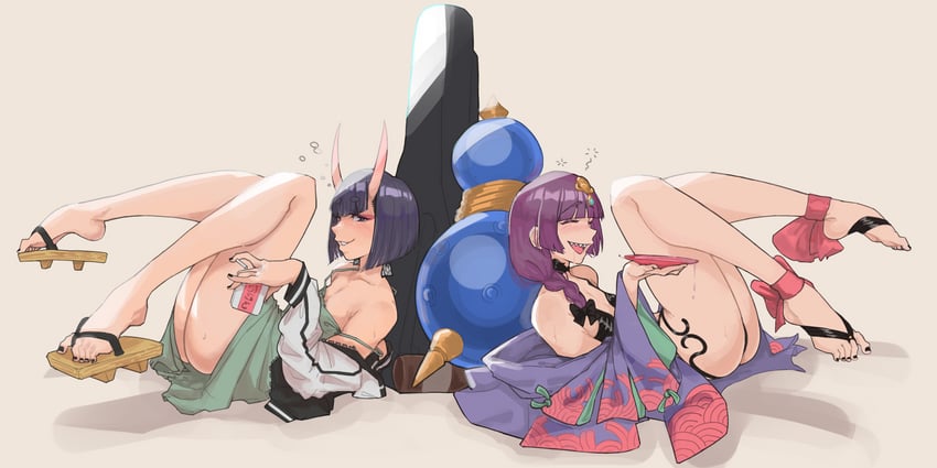 shuten douji and hiroi kikuri (fate and 2 more) drawn by toastitos