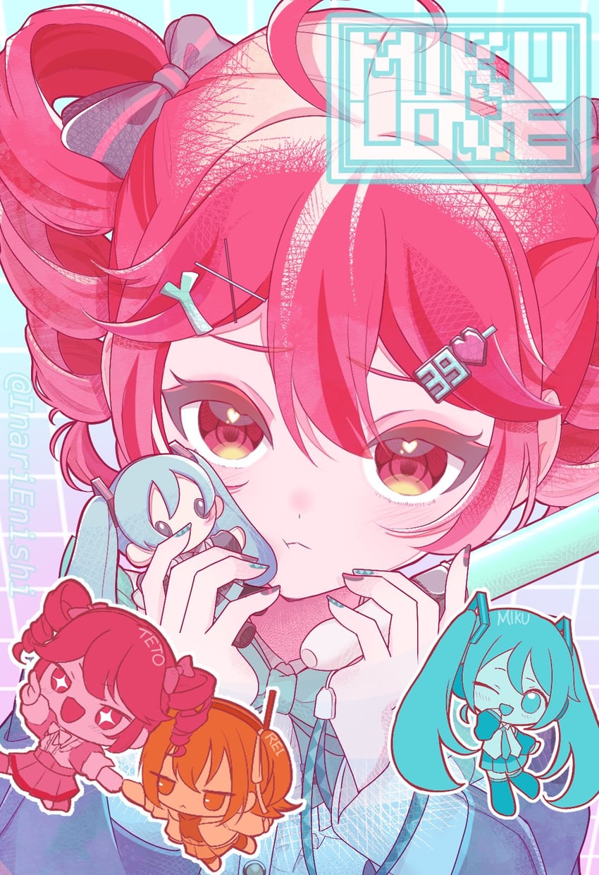 hatsune miku, kasane teto, and adachi rei (vocaloid and 2 more) drawn by inari_enishi