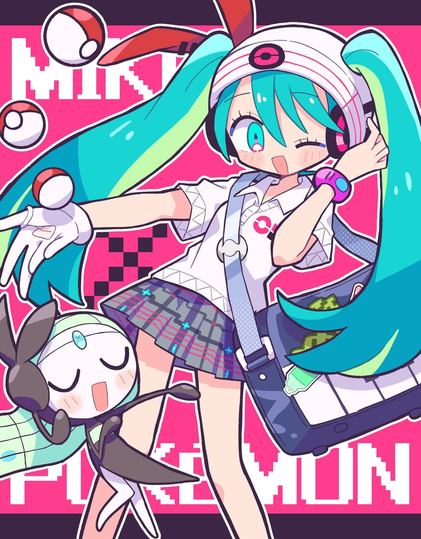 hatsune miku, meloetta, and psychic miku (pokemon and 2 more) drawn by richard_(richaball)