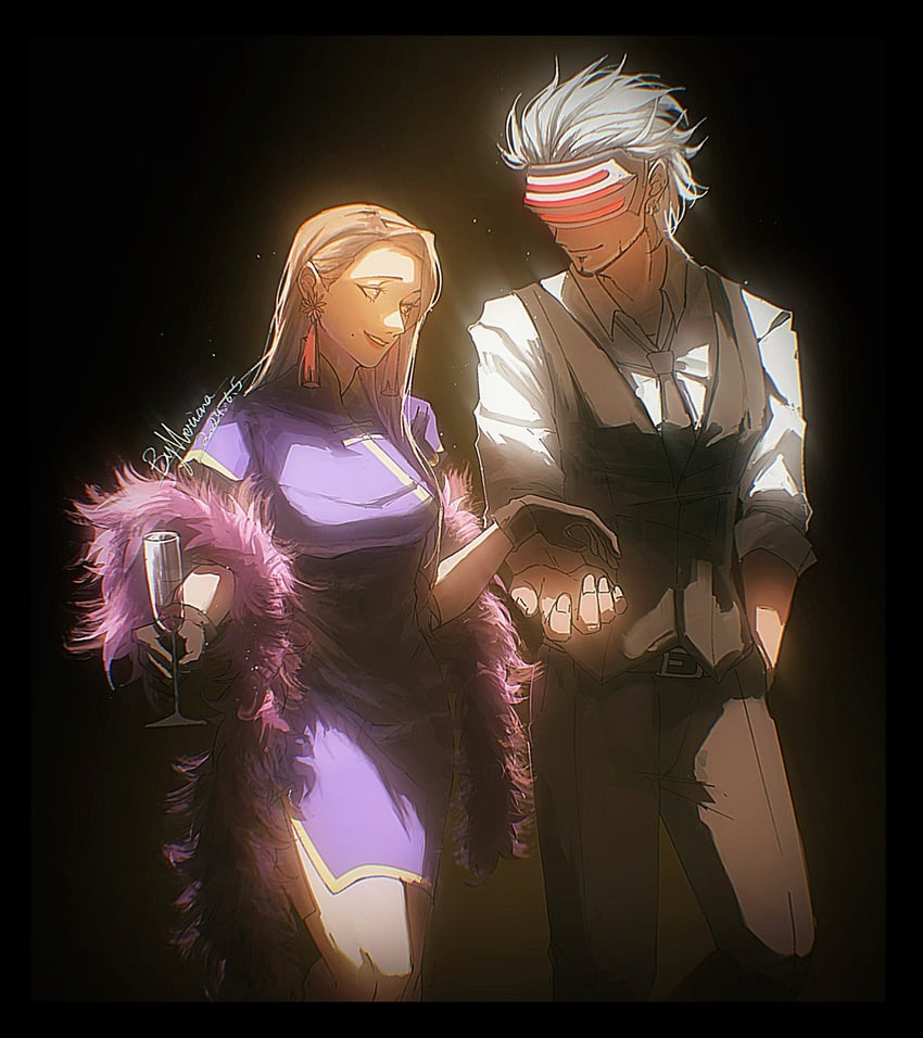 mia fey and godot (ace attorney and 1 more) drawn by merianaka