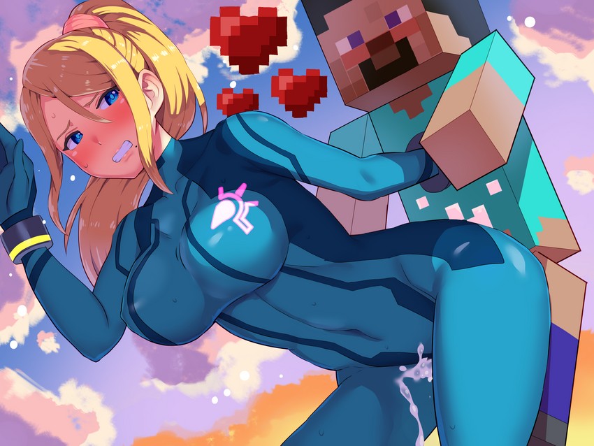 samus aran and steve (super smash bros. and 2 more) drawn by boris_(noborhys)