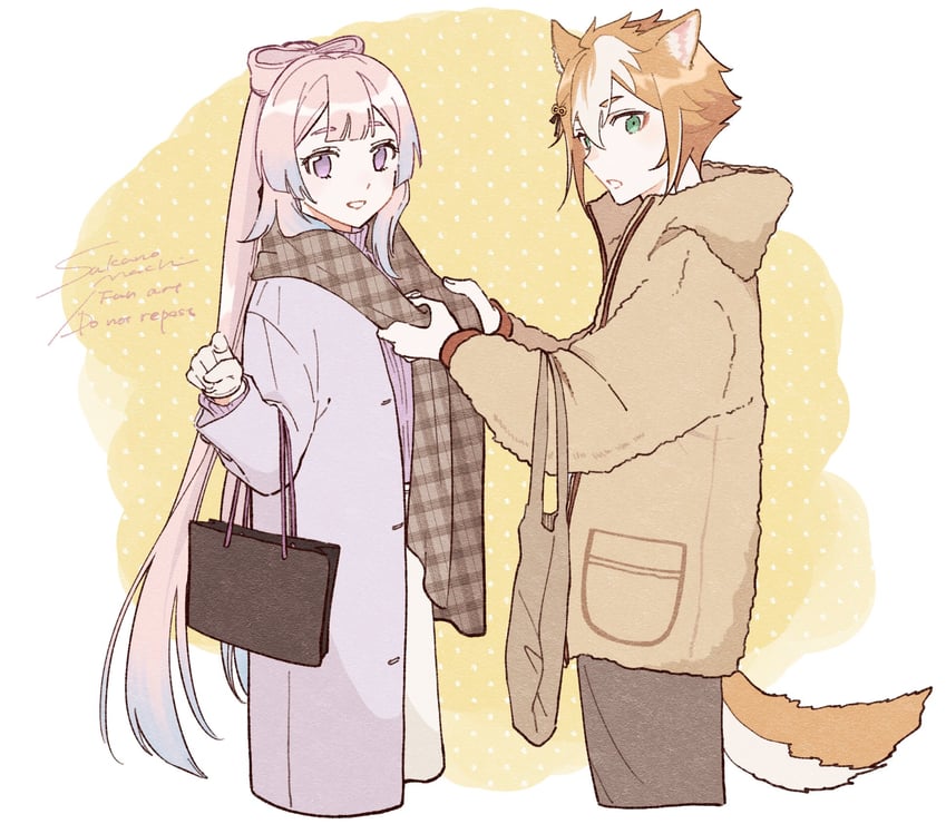 sangonomiya kokomi and gorou (genshin impact) drawn by sakanomachico