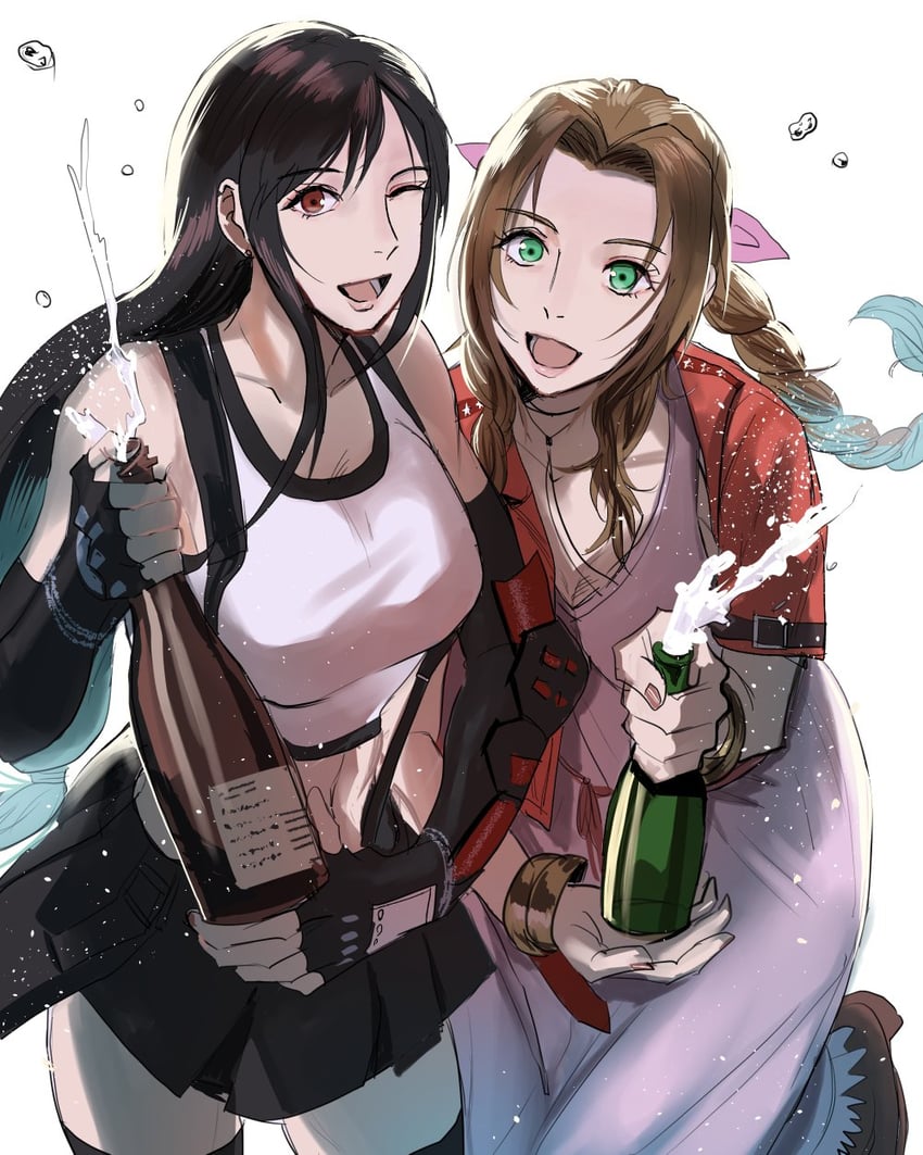 tifa lockhart and aerith gainsborough (final fantasy and 2 more) drawn by jjn_ff7