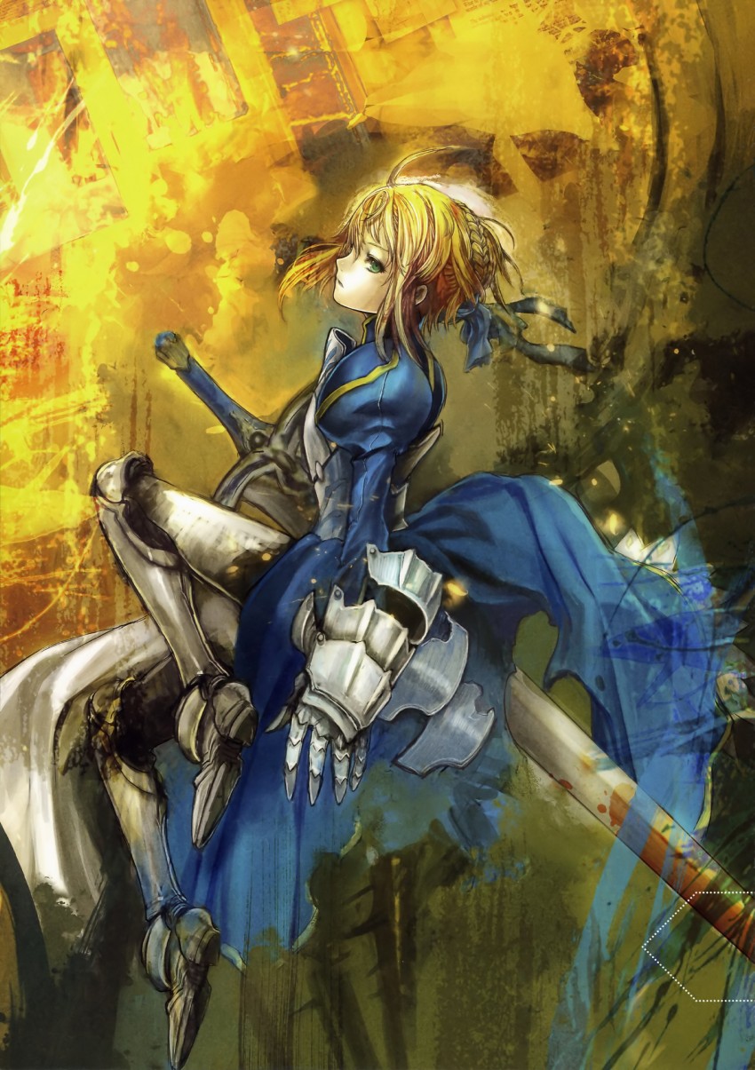 artoria pendragon and saber (fate and 1 more) drawn by asai_genji