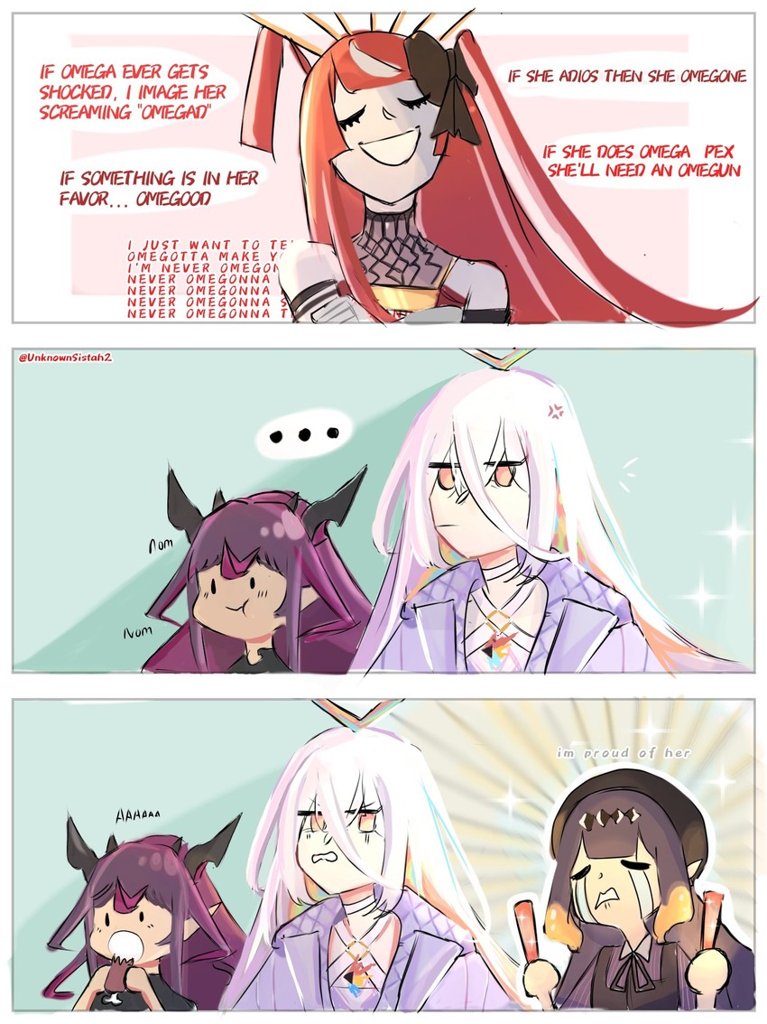 ninomae ina'nis, irys, kureiji ollie, and omega alpha (hololive and 2 more) drawn by unknownsistah2