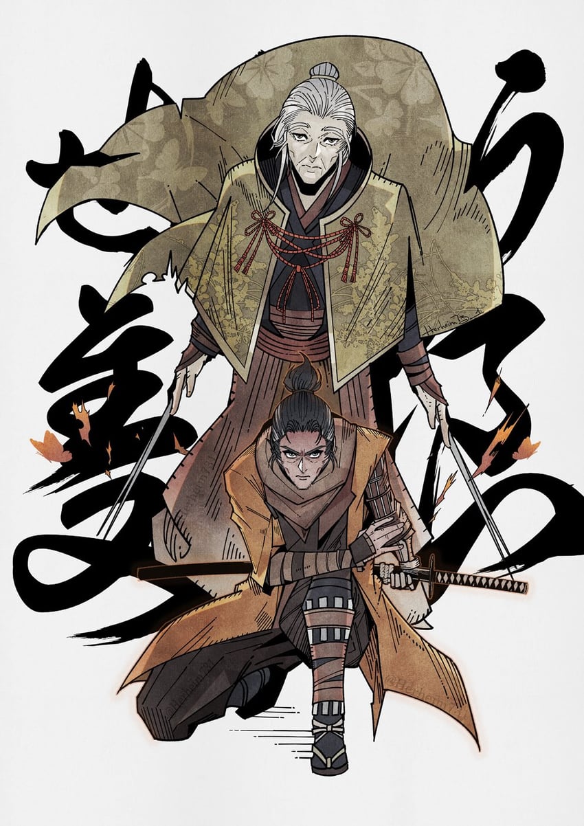 sekiro and lady butterfly (sekiro: shadows die twice) drawn by herheim