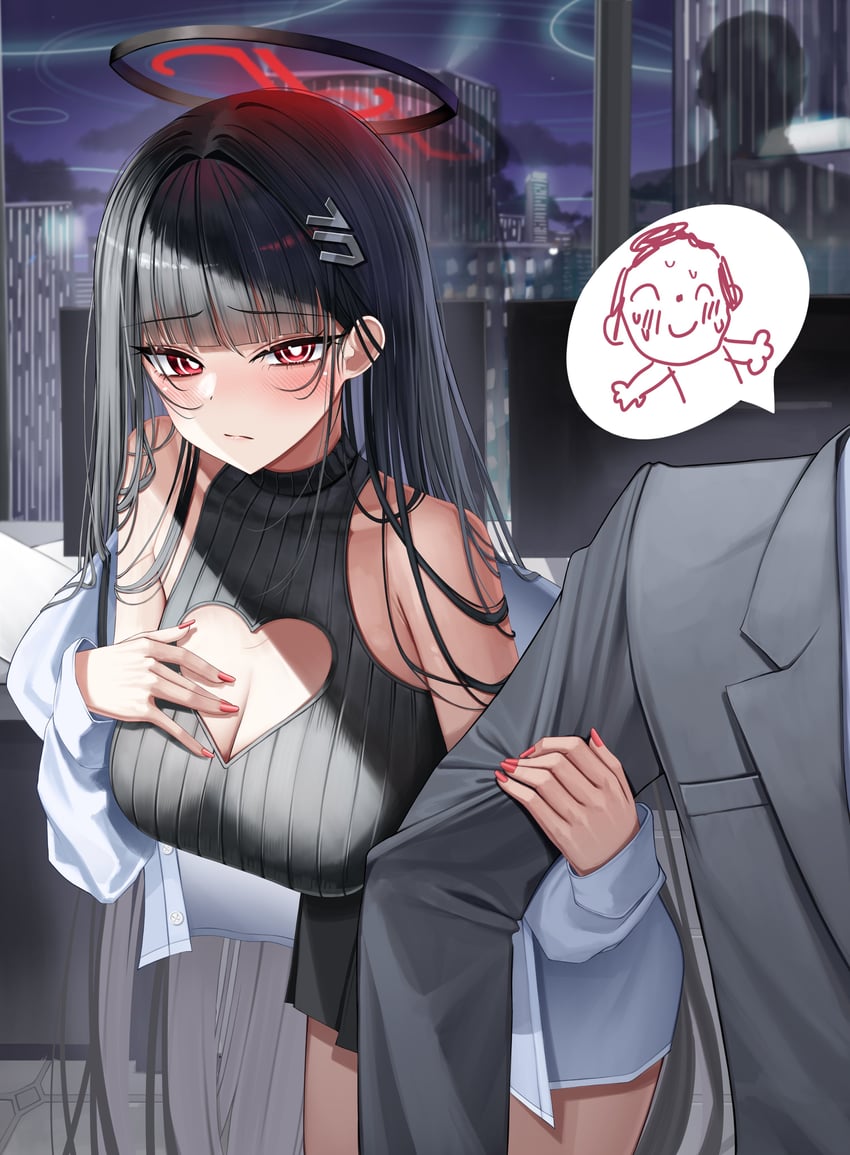 sensei, doodle sensei, and rio (blue archive) drawn by hsxxx