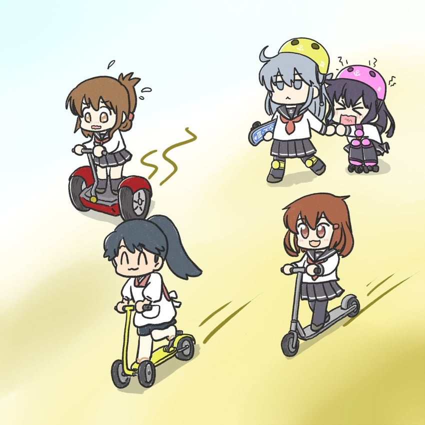 hibiki, inazuma, ikazuchi, akatsuki, and houshou (kantai collection) drawn by ferret-san