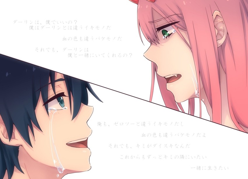 zero two and hiro (darling in the franxx) drawn by mukkun696