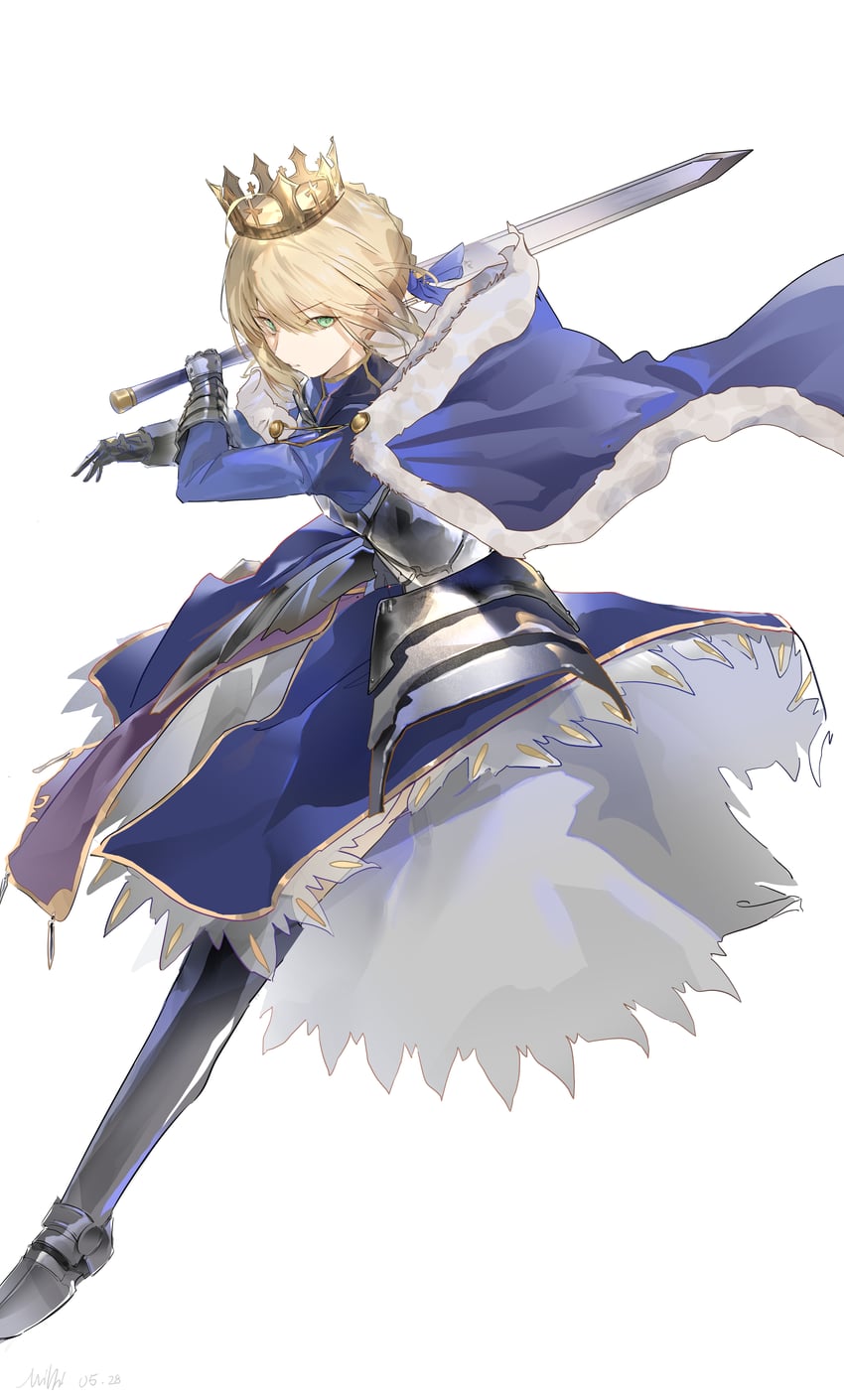 artoria pendragon and saber (fate and 2 more) drawn by milbi